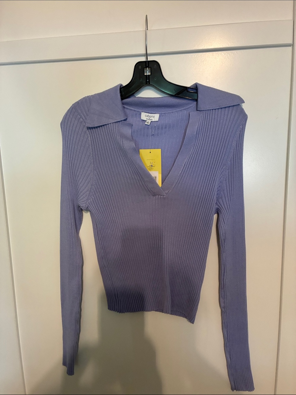Cabana Life Lavender Ribbed V-Neck Long Sleeve Top
